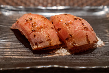Toro Sushi Pieces at Gourmet Japanese Restaurant