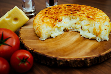 Cheesy potato rosti at restaurant