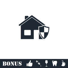 House insurance icon flat