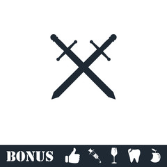 Cross swords icon flat