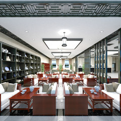 Fototapeta na wymiar 3d render luxury hotel lobby reception