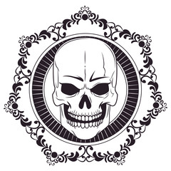 skull drawn tattoo icon