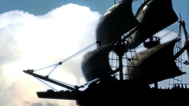 sailing ship with clouds