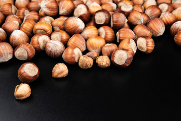 Stack of hazelnuts. Food background