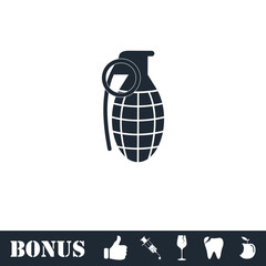Hand grenade icon flat