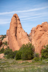 Fototapeta premium Stone’s reaching for the sky. Devil’s Garden Campground and Trailhead in Moab, Utah.