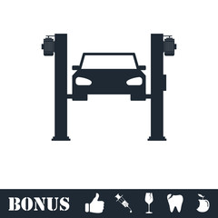 Car lifting icon flat
