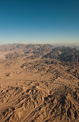 Fototapeta na wymiar Aerial view of Sinai desert in sunrise, Egypt
