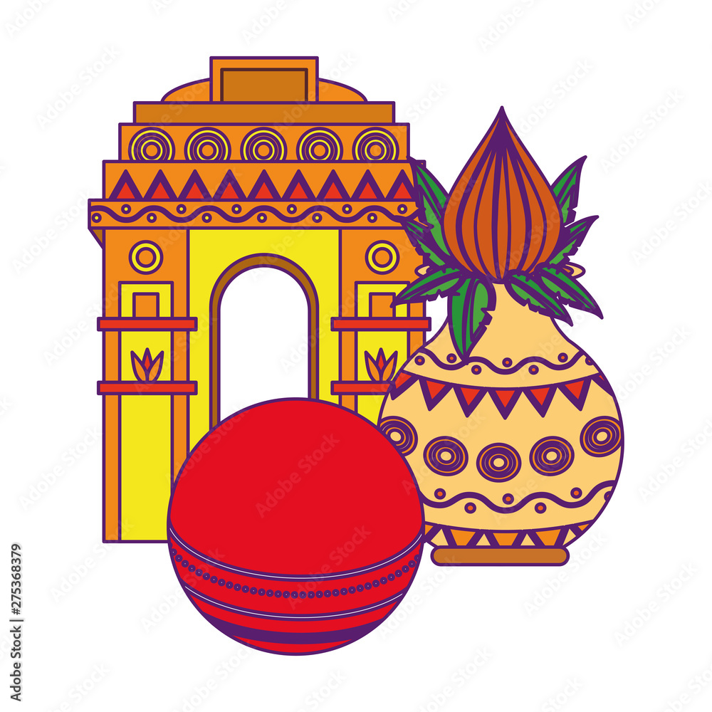 Canvas Prints indian building monuments icon cartoon