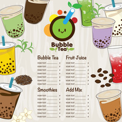 bubble tea menu graphic template