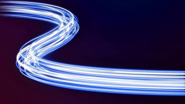 Abstract futuristic dynamic blue neon stream. Digital data flow lines with power optical light cable. Connectivity and information transfer technology concept 3D animation. Alpha channel included