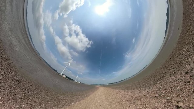 Ansan, South Korea - 20 June 2019 Tando Tideland in Ansan Daebudo Island edited by Gopro Fusion 360 Little Planet view.
