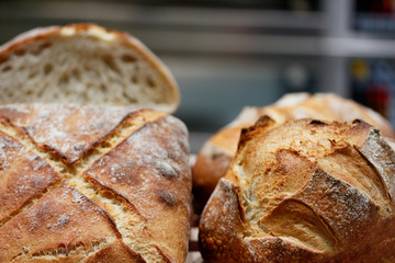 bread loaves in an artisan bakery