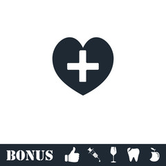 Obraz premium Health hearth cross icon flat