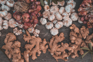 various herbs and spices