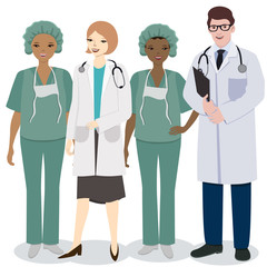 Medical staff. A set of men and women medical professions. Vector image isolated on white background.