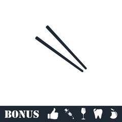 Chopsticks icon flat