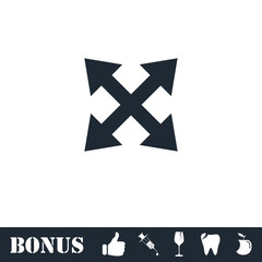 Four arrows icon flat