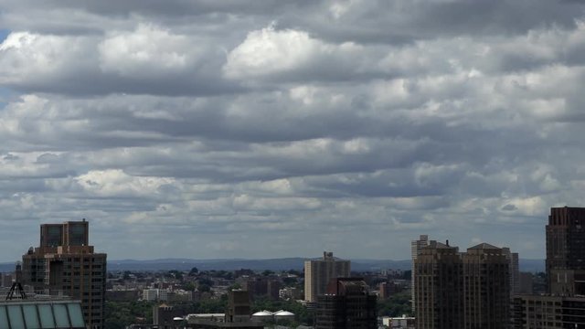 Clouds timelapse in new york city downtown time passing