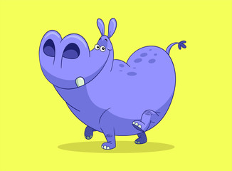 Modern happy cartoon purple hipoppotamus 02