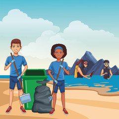 Fototapeta premium cleaning service person avatar cartoon character