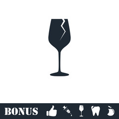 Cracked glass icon flat