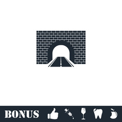 Road tunnel icon flat