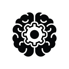 Black solid icon for brain process