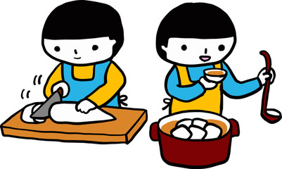 The children are enjoying the food.