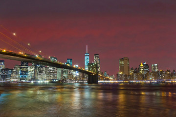 Fototapeta na wymiar Manhattan Island and the Brooklyn Bridge