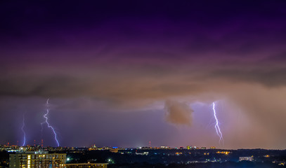 Naklejka na ściany i meble Lightning and heavy clouds over the US capital