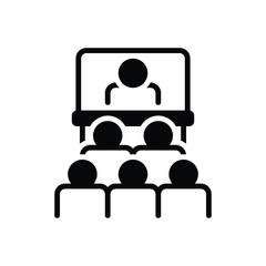 Black solid icon for audience in presentation of business