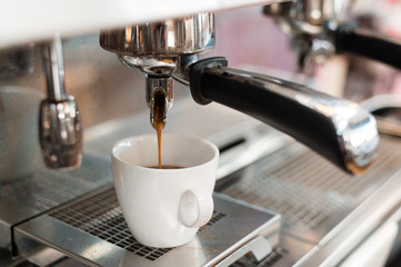 black coffee morning on coffee maker