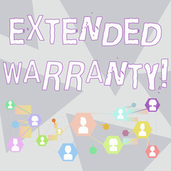 Word writing text Extended Warranty. Business photo showcasing contract which gives a prolonged warranty to consumers Online Chat Head Icons with Avatar and Connecting Lines for Networking Idea