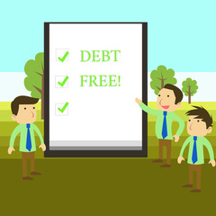 Conceptual hand writing showing Debt Free. Concept meaning does not owning any money or things to any individual or companies