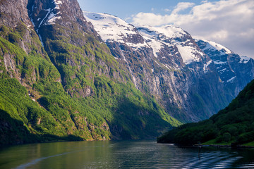 Naeroyfjorden in beautiful summer season, Norway.