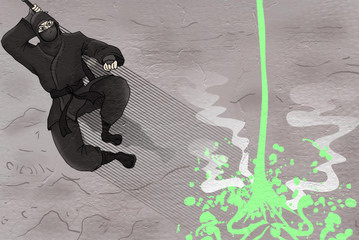 ninja jumping and green liquid © RATOCA