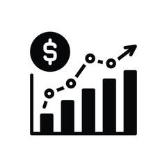 Black solid icon for growth