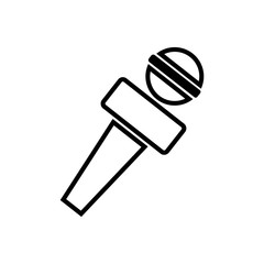Microphone black icon in line style. Mic symbol black pictogram isolated white background.- vector