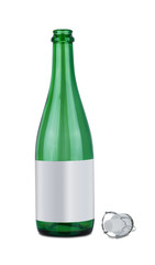 Sparkling wine bottle and Plastic Wine stopper or Cork Wine isolated on white background