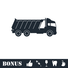 Tipper truck icon flat