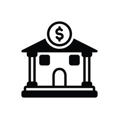 Black solid icon for bank 
