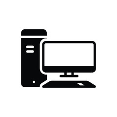 Black solid icon for computer pc
