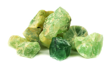 Prehnite mineral for accessories industrial isolate on white background