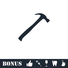 Claw hammer icon flat
