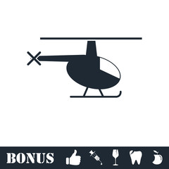 Helicopter icon flat