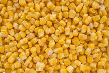 Frozen Corn Close Up Top View. Food Background