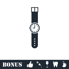 Wristwatch icon flat