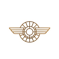 Luxury car badge with wings line art logo