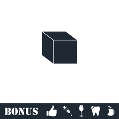 Cube icon flat